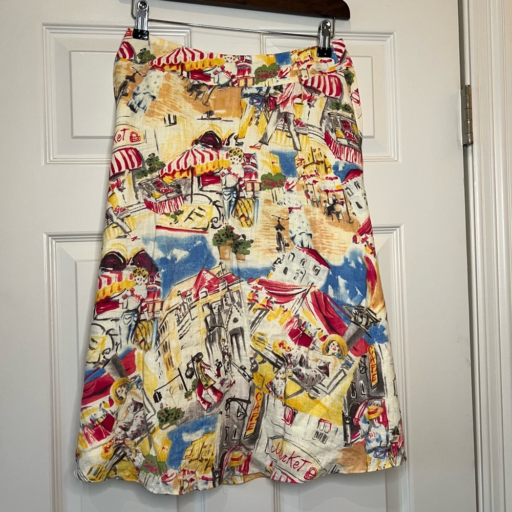 100% Linen Vintage Midi Skirt